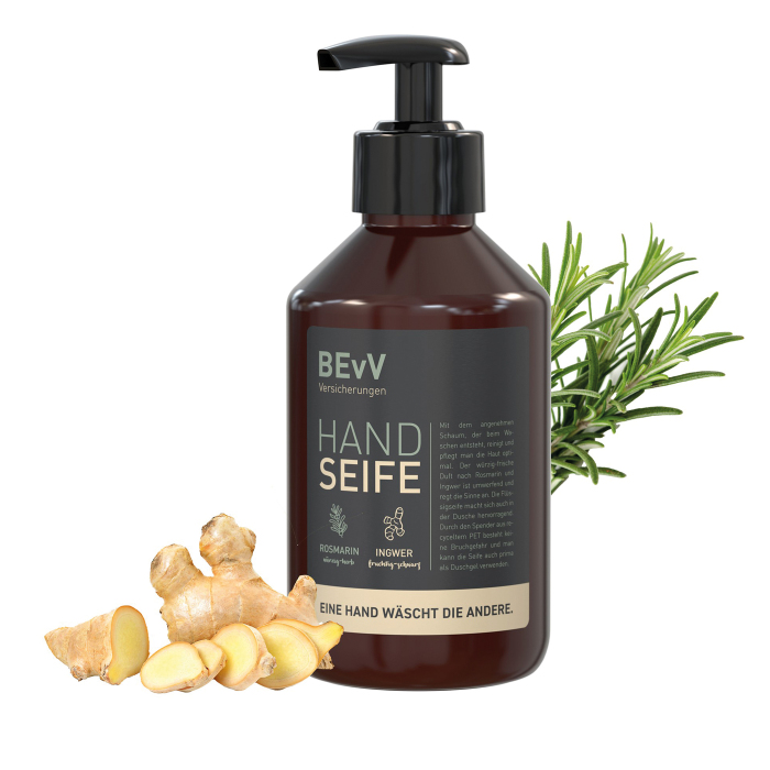 Handseife im rPET Spender &amp;quot;Rosmarin-Ingwer&amp;quot; 250 ml | MULTIGATE PLUS ...