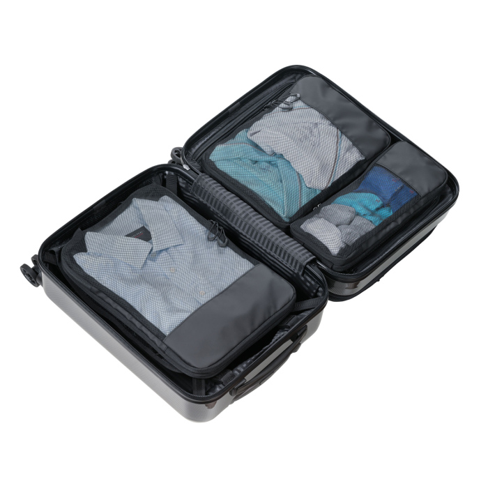 TROIKA Reise-Kompressionstaschen Set "Black Packing Cubes"