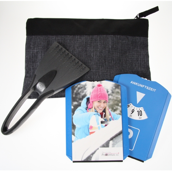 Set Eiskratzer und 4c Parkscheibe in hochwertiger Tasche