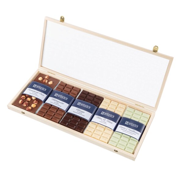 Schokoladen-Holzkiste "WELTREISE"