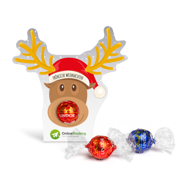 LINDT LINDOR in Werbekartonage "Rentier"