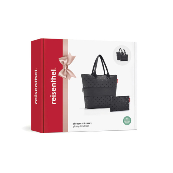 Reisenthel® Gift Set: Shopper E1 Set "Glossy Dots Black"
