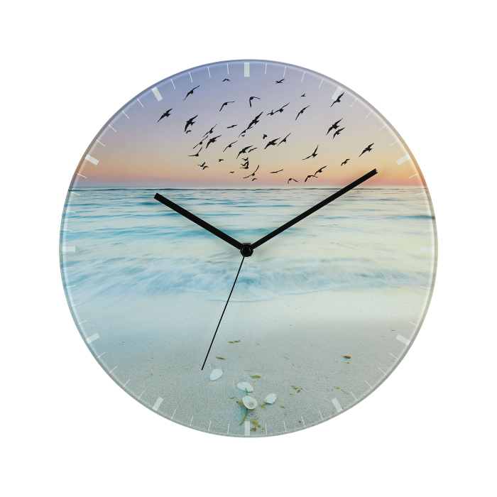 TFA Analoge Glas-Wanduhr "Sunset"