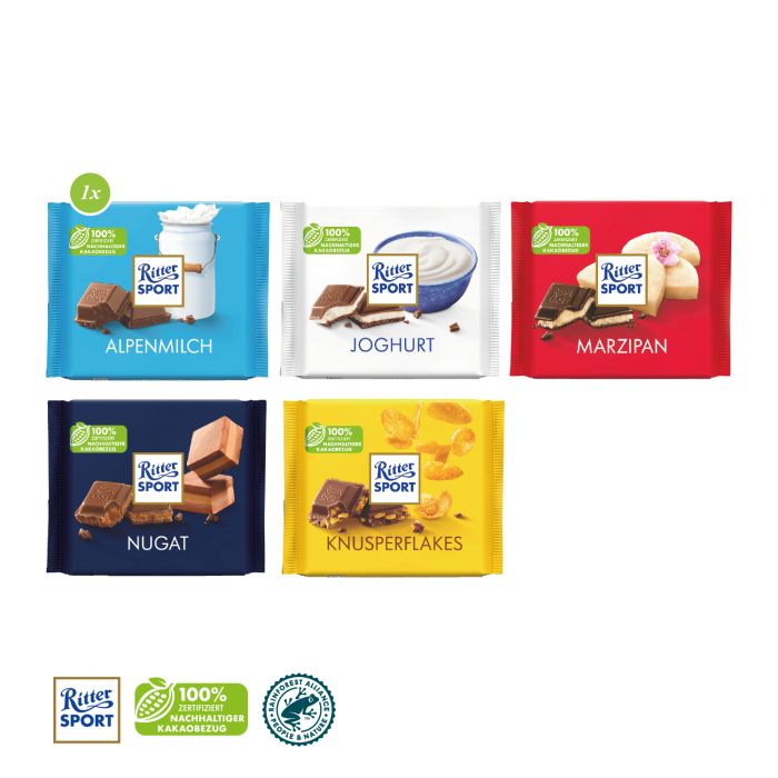 RITTER SPORT in Werbekartonage, 100 g