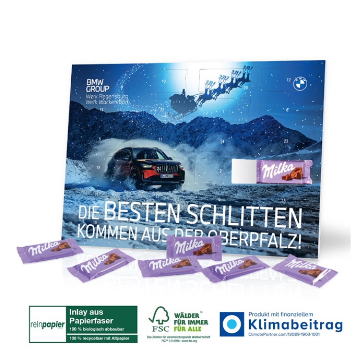 Tisch-Adventskalender Organic mit Milka Schokolade