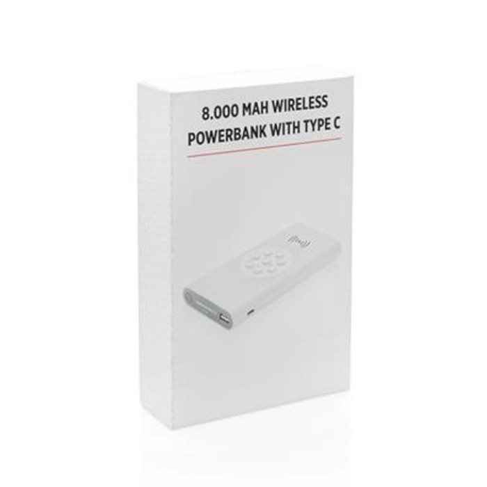 8.000 mAh Wireless-5W-Powerbank inkl. Type C