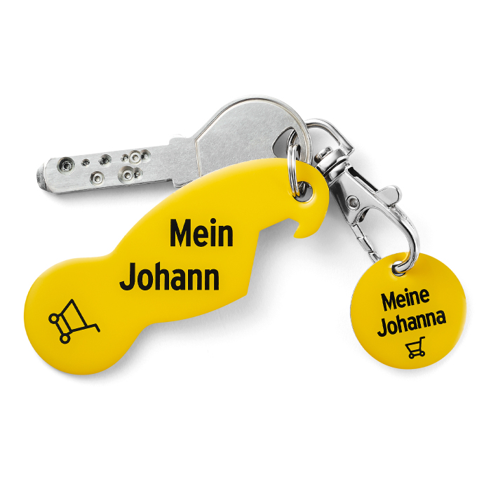 Schlüsselanhänger + Einkaufswagenlöser "Johann und Johanna "